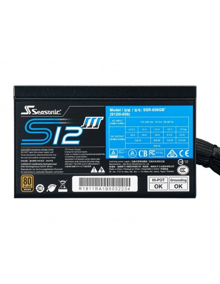 FUENTE ALIMENTACION ATX  650W SEASONIC S12III-650  80+ BRONZE MODULAR