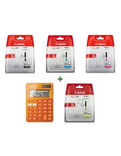 Canon Cartuchos CLI-551BK/C/M/A XL+Calculadora Reg - Imagen 1