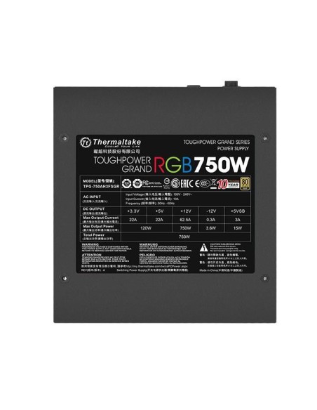 Thermaltake Toughpower Grand RGB 750W Gold (RGB Sync Edition) unidad de fuente de alimentación 24-pin ATX ATX Negro