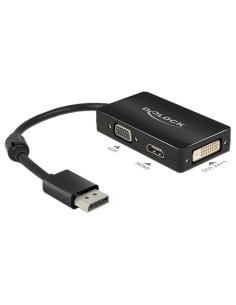 DeLOCK 0.16m DisplayPort VGA+HDMI+DVI 0,16 m VGA (D-Sub)+ HDMI + DVI Negro