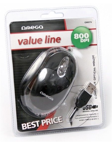 Omega OM07V ratón USB tipo A Óptico 800 DPI