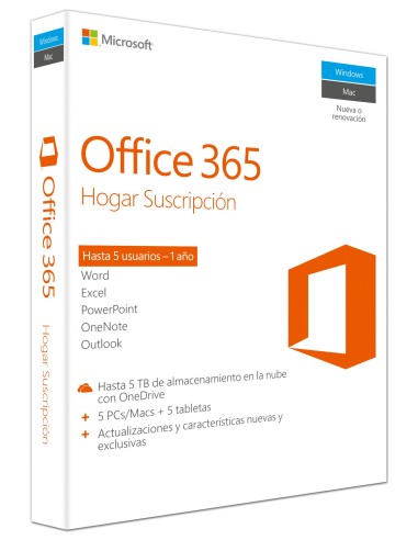 Microsoft Office 365 Home, 5U 1 licencia(s) 1 año(s) Español