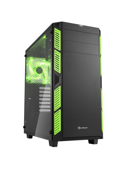 Sharkoon AI7000 Glass Torre Negro, Verde