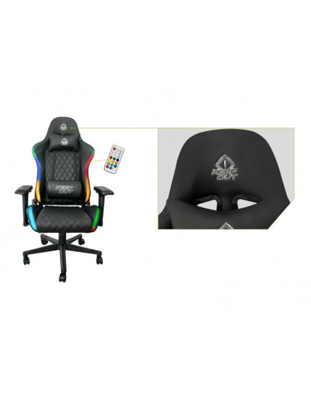 KeepOut XSPRO-RGB silla para videojuegos Butaca para jugar Asiento acolchado Negro