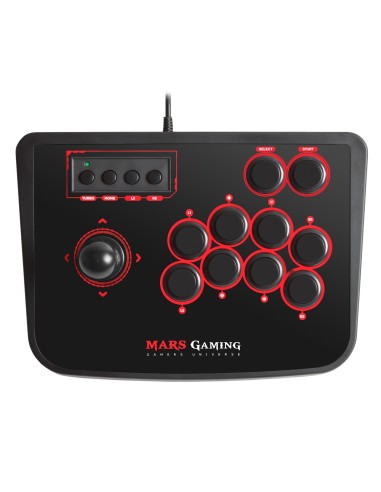 Mars Gaming MRA mando y volante Negro, Rojo USB Panel de mandos tipo máquina recreativa Analógico Digital PC, Playstation 2,