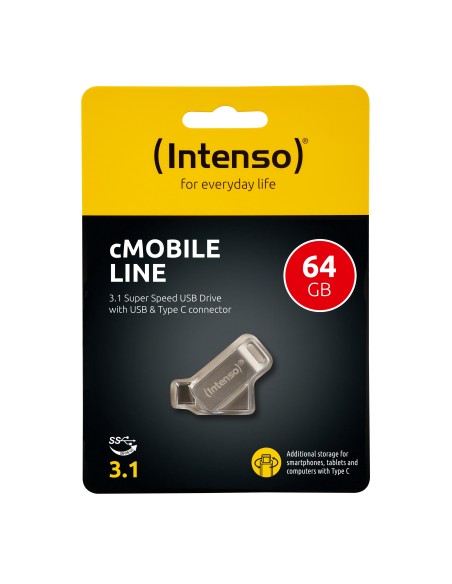 Intenso cMobile Line unidad flash USB 64 GB USB Type-A   USB Type-C 3.2 Gen 1 (3.1 Gen 1) Plata