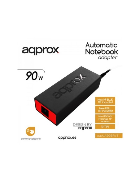Approx appUA90BRV4 adaptador e inversor de corriente Universal 90 W Negro, Rojo
