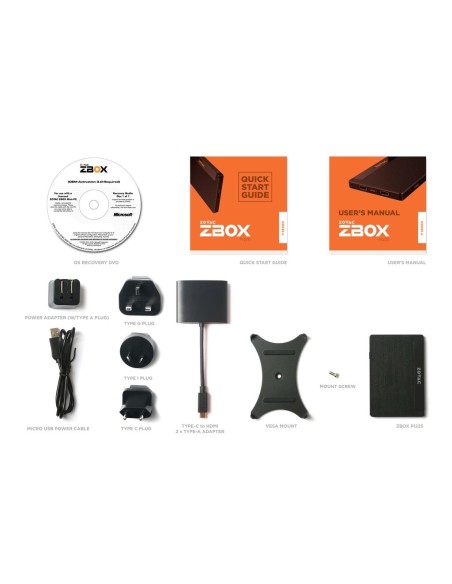 Zotac ZBOX PI225 N3350 Intel® Celeron® 4 GB LPDDR3-SDRAM 32 GB eMMC Windows 10 Home Mini PC Negro