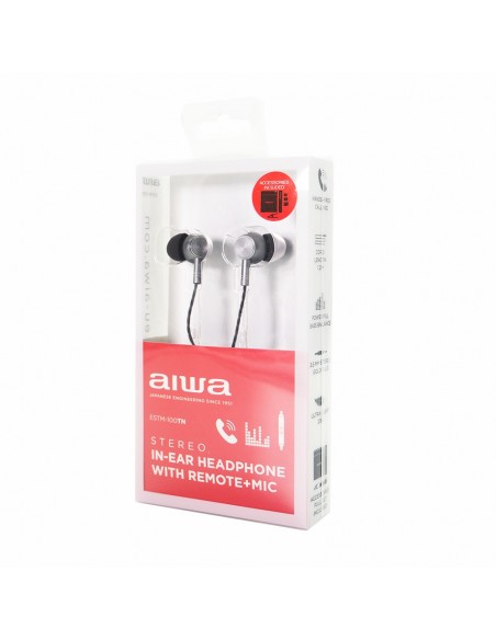 Aiwa ESTM-100TN auricular y casco Auriculares Dentro de oído Conector de 3,5 mm Gris