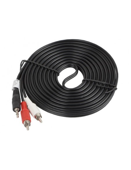 Lanberg CA-MJRC-10CC-0050-BK cable de audio 5 m 3,5mm 2 x RCA Negro