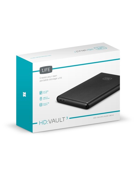 1Life hd vault 3 Carcasa de disco duro SSD Negro 2.5"