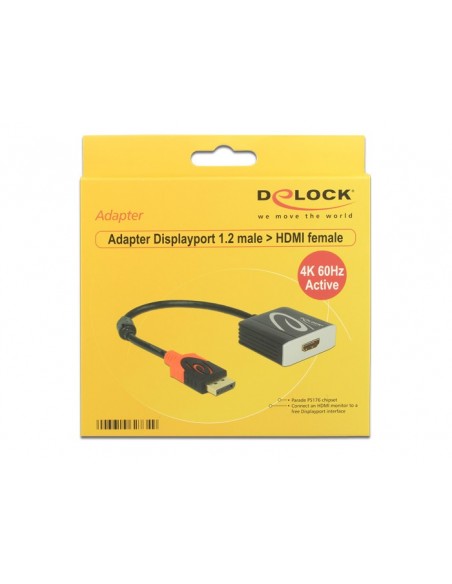 DeLOCK 62734 adaptador de cable de vídeo 0,2 m Displayport HDMI Negro