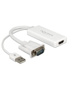 DeLOCK 62460 adaptador de cable de vídeo 0,25 m VGA, USB2.0-A HDMI Blanco