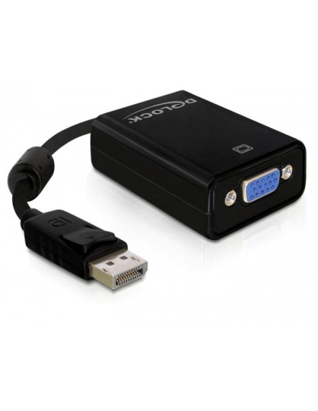 DeLOCK 61848 adaptador de cable de vídeo 0,125 m 20-p DisplayPort M VGA (D-Sub) Negro