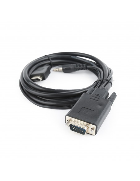 Gembird A-HDMI-VGA-03-10 adaptador de cable de vídeo 3 m HDMI + 3.5mm Negro