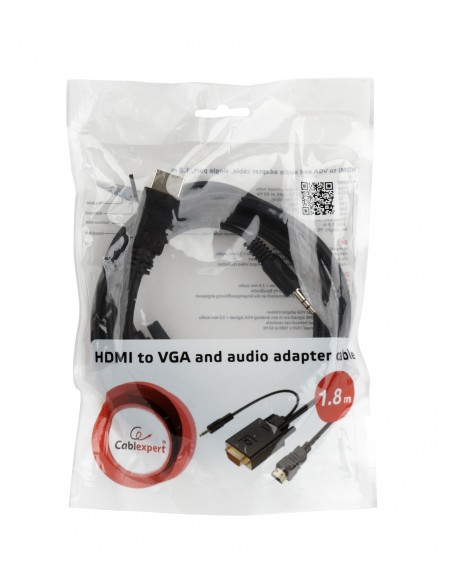 Gembird A-HDMI-VGA-03-10 adaptador de cable de vídeo 3 m HDMI + 3.5mm Negro