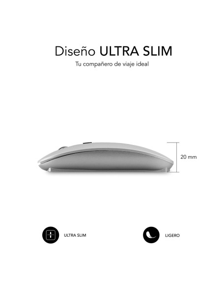SUBBLIM RATON OPTICO WIRELESS BLUETOOTH BT MOUSE FLAT SILVER
