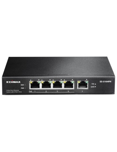 Edimax ES-5104PH switch No administrado L2 Fast Ethernet (10 100) Energía sobre Ethernet (PoE) Negro