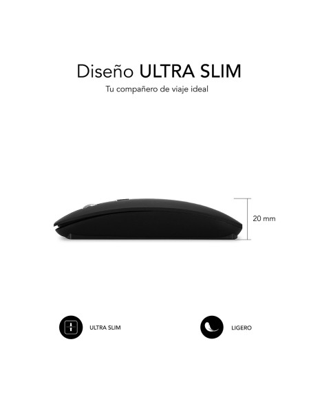 SUBBLIM RATON OPTICO WIRELESS BLUETOOTH BT MOUSE FLAT BLACK