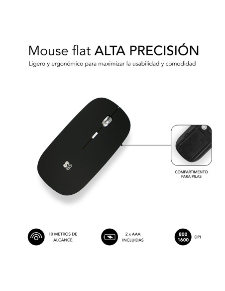 SUBBLIM RATON OPTICO WIRELESS BLUETOOTH BT MOUSE FLAT BLACK