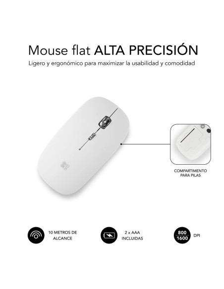 SUBBLIM RATON OPTICO WIRELESS BLUETOOTH BT MOUSE FLAT WHITE