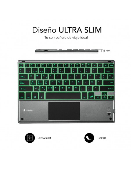 SUBBLIM Teclado Bluetooth Smart Backlit BT Keyboard Touchpad Grey