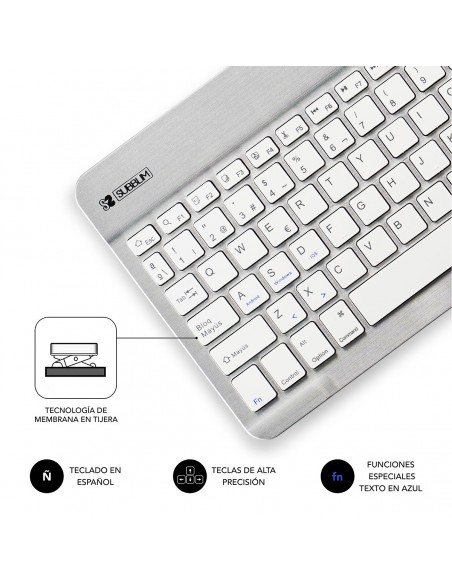 SUBBLIM Teclado Bluetooth Smart BT Keyboard Silver