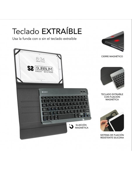 SUBBLIM Funda con Teclado KEYTAB PRO BLUETOOTH 10,1" Black