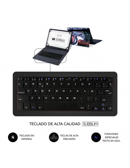 SUBBLIM Funda con Teclado Micro USB - USB C KEYTAB USB 10,1" England