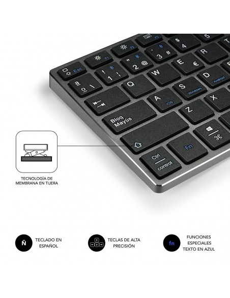 SUBBLIM Teclado Wireless Bluetooth Aluminio Advance Compact Grey