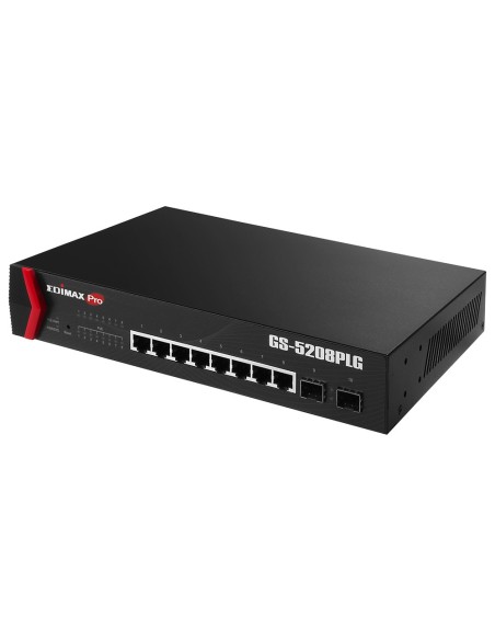 Edimax GS-5208PLG switch Gigabit Ethernet (10 100 1000) Energía sobre Ethernet (PoE) 1U Negro