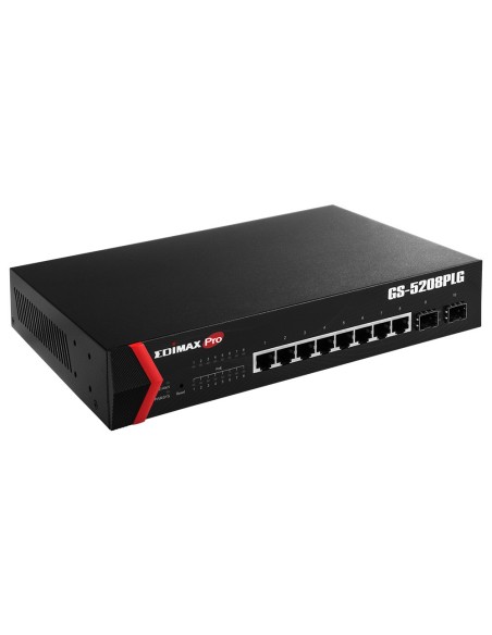 Edimax GS-5208PLG switch Gigabit Ethernet (10 100 1000) Energía sobre Ethernet (PoE) 1U Negro