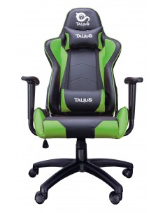 TALIUS Silla Gecko gaming negra verde, brazos fijos, butterfly, base nylon, ruedas nylon, gas clase 4