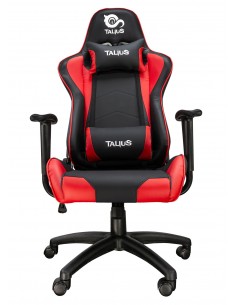 TALIUS Silla Gecko gaming negra roja, brazos fijos, butterfly, base nylon, ruedas nylon, gas clase 4