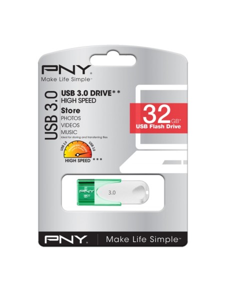 PNY Attaché 4 3.0 32GB unidad flash USB USB tipo A 3.2 Gen 1 (3.1 Gen 1) Verde, Blanco