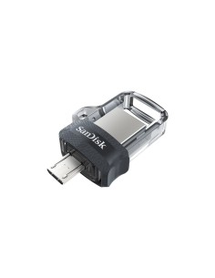 SanDisk Ultra Dual m3.0 unidad flash USB 128 GB USB Type-A   Micro-USB 3.2 Gen 1 (3.1 Gen 1) Negro, Plata, Transparente