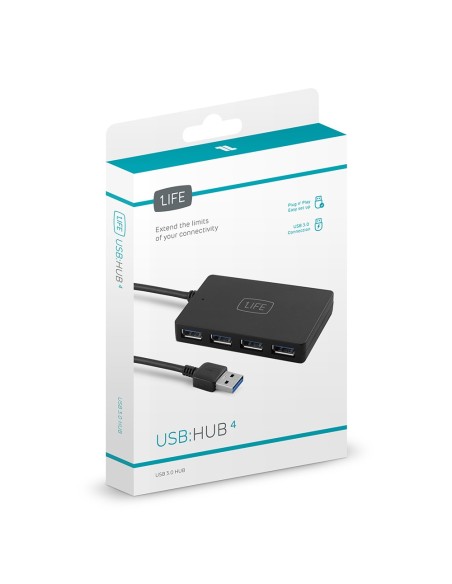 1Life usb hub 4 5000 Mbit s Negro