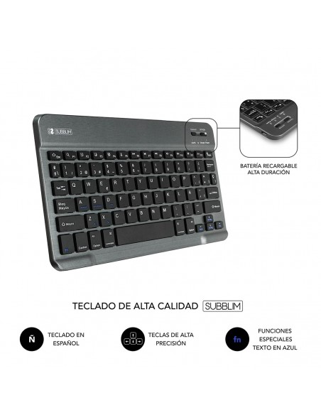 SUBBLIM Funda con Teclado KEYTAB PRO BLUETOOTH 10,1" Grey