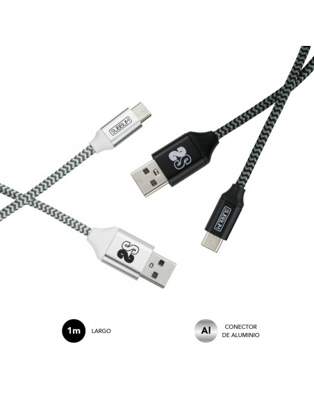 SUBBLIM PACK 2 CABLES USB TIPO USB-C-A 3.0 1 M BLACK SILVER
