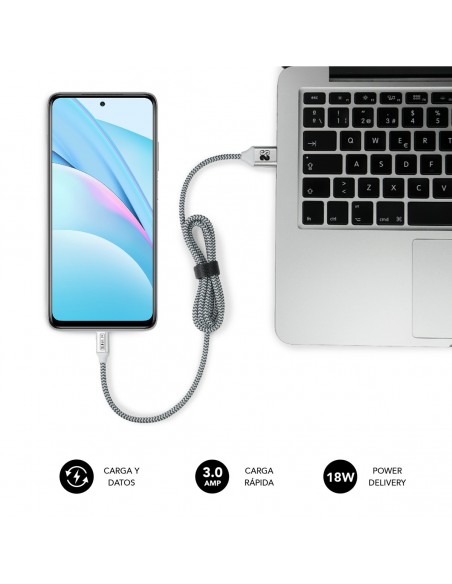 SUBBLIM PACK 2 CABLES USB TIPO USB-C-A 3.0 1 M BLACK SILVER