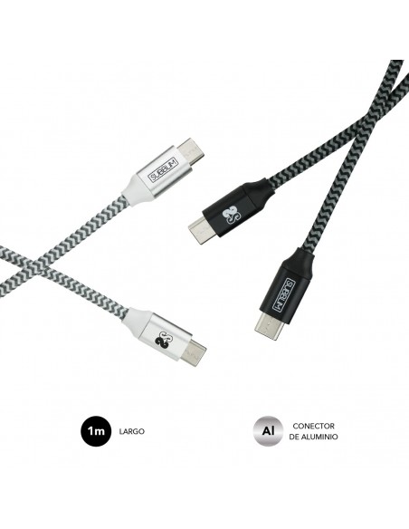 SUBBLIM PACK 2 CABLES USB TIPO USB-C A USB-C 1 M BLACK SILVER