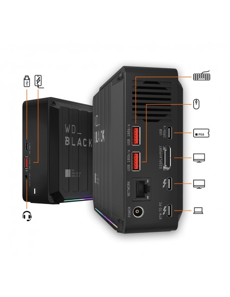 Western Digital D50 Alámbrico Thunderbolt 3 Negro
