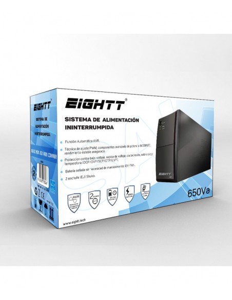 Eightt ES650 sistema de alimentación ininterrumpida (UPS) En espera (Fuera de línea) o Standby (Offline) 650 VA