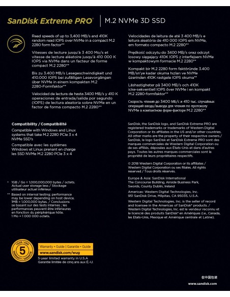 SanDisk ExtremePRO M.2 500 GB PCI Express 3.0 NVMe