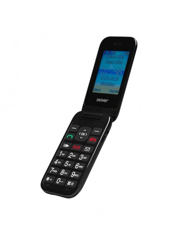 Denver BAS-24200M teléfono móvil 6,1 cm (2.4") 80 g Negro Teléfono para personas mayores