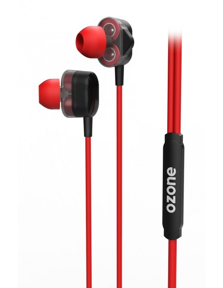 Ozone Dual FX Auriculares Dentro de oído Conector de 3,5 mm Negro, Rojo