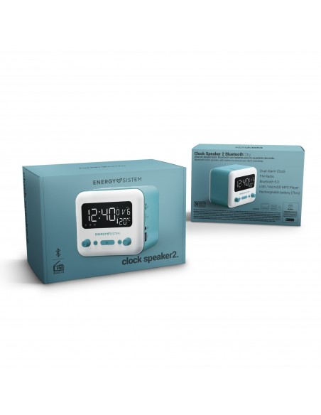 Energy Sistem Clock Speaker 2 Reloj Digital Azul, Blanco
