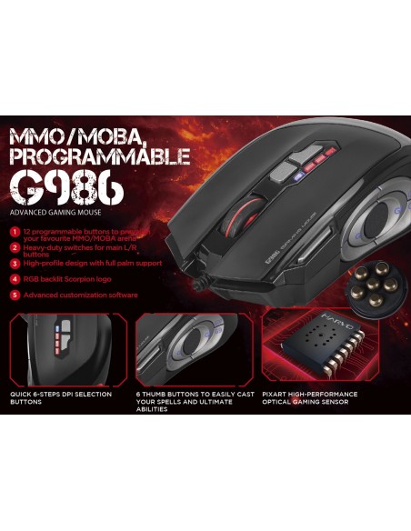 Scorpion RATÓN GAMING LED (MA-G986)