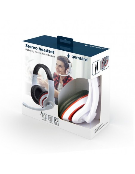 Gembird MHS-03-WTRDBK auricular y casco Auriculares Diadema Conector de 3,5 mm Negro, Rojo, Blanco