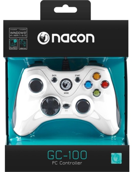 NACON PCGC-100WHITE mando y volante Blanco USB Gamepad Analógico PC
